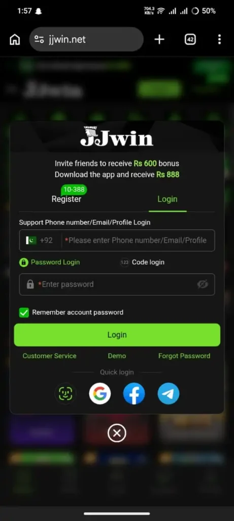 JJwin Game Login and Register