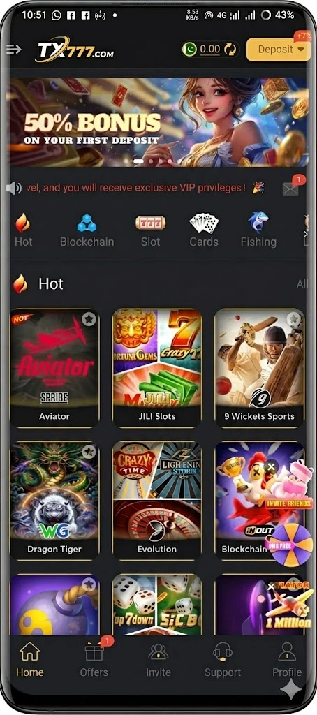 TX777 Game Interface Screenshot