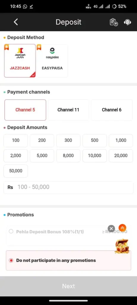 Club PK Game Deposit