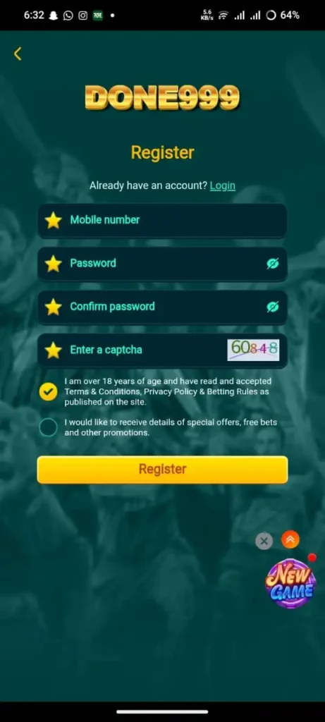 Done999 Game Register
