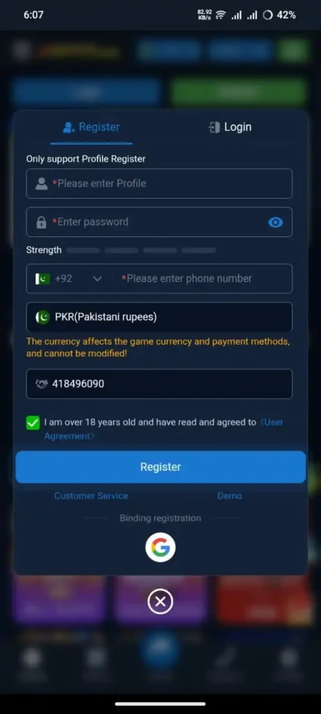 U7777 Game Register and Login