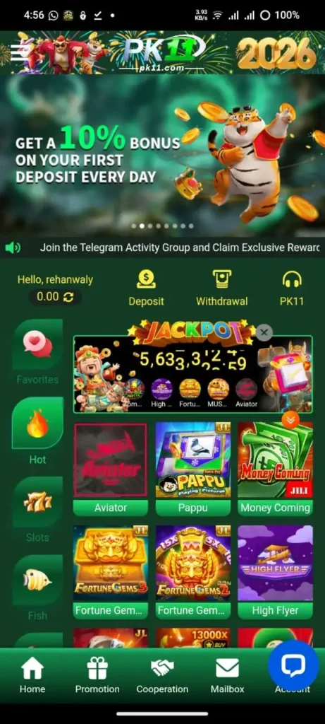 PK11 Game Interface Screenshot